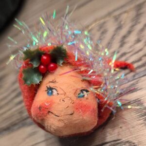 Festive Annalee Tinsel Elf Christmas Ornament with Open Eyes Vintage 1997